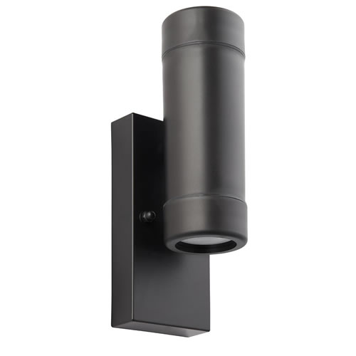 Saxby Icarus Black IP44 GU10 Up & Down Wall Light with Photocell 81015