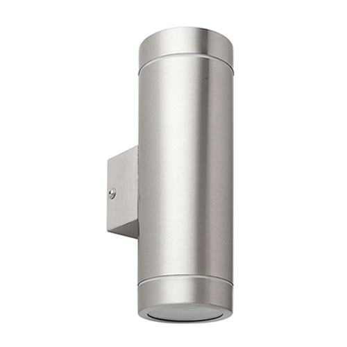 Saxby Palin XL Brushed Stainless Steel IP44 GU10 Up & Down Wall Light 98437