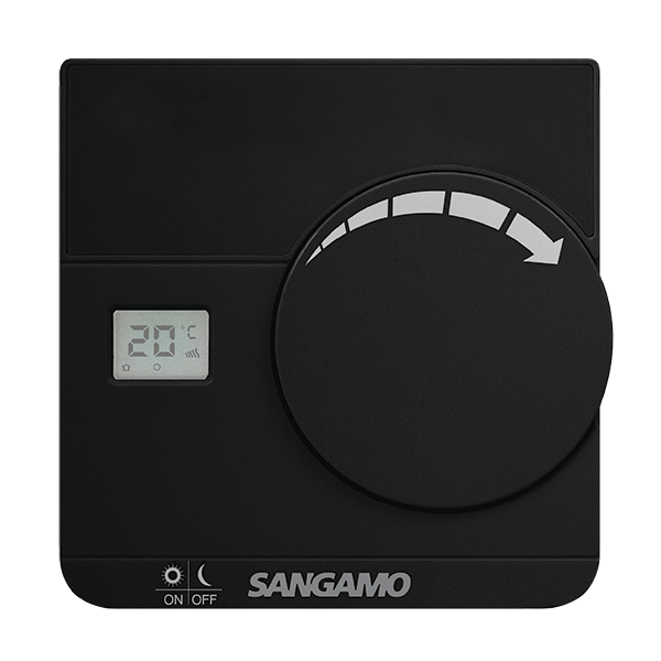 Sangamo Choice Plus Matt Black Electronic Thermostat with Digital Display CHPRSTATDB