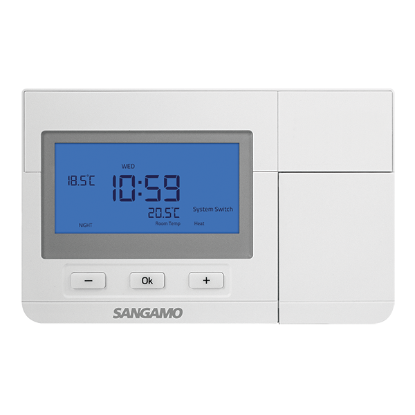 Sangamo Choice Plus White Electronic Thermostat With 7 Day Programmable Option CHPRSTATDP