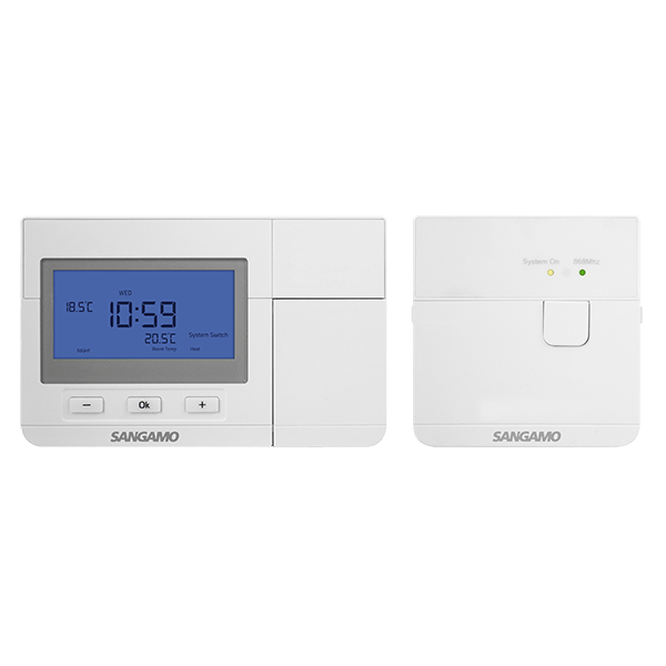 Sangamo Choice Plus White Wireless Thermostat with Programmable Schedules and Digital Display CHPRSTATDPRF