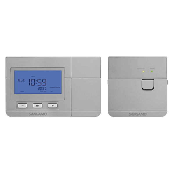Sangamo Choice Plus Silver Wireless Thermostat with Programmable Schedules and Digital Display CHPRSTATDPRFS