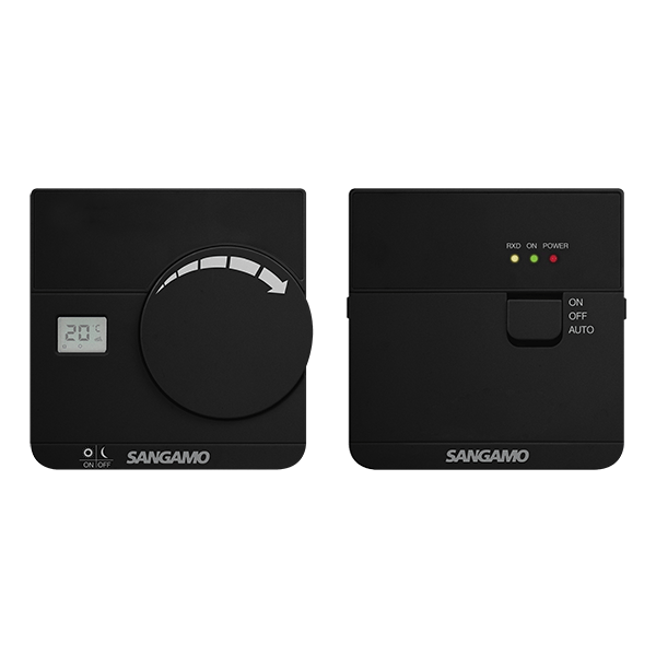 Sangamo Choice Plus Matt Black Wireless Electronic Thermostat with Digital Display CHPRSTATDRFB