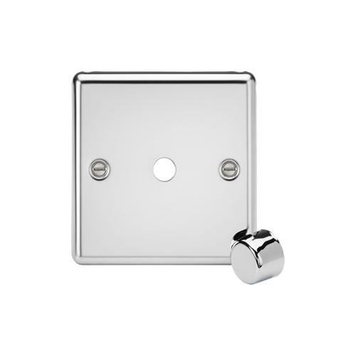 Knightsbridge Polished Chrome 1 Gang Dimmer Plate with Matching Dimmer Cap CL1DIMPC