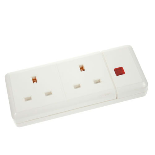 Click 13A 2 Gang Trailing Socket Outlet With Neon ES002