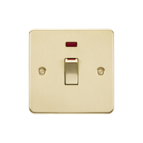 Knightsbridge Brushed Brass 45A 1 Gang Double Pole Switch with Neon FP81MNBB