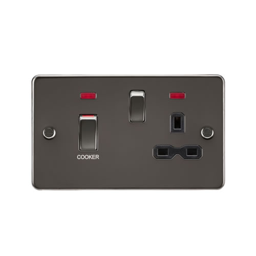 Knightsbridge Gunmetal 45A Double Pole Switch with 13A Switched Socket with Neons FPR83MNGM