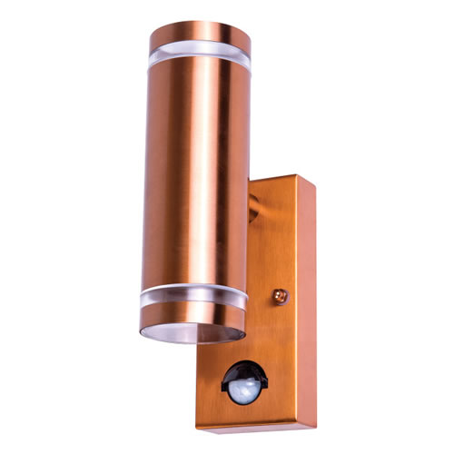 Integral LED Copper IP54 GU10 Up & Down Wall Light with PIR Sensor ILDED049