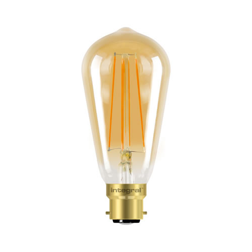 Integral LED Sunset ST64 B22 5W 1800K Amber Dimmable LED Filament Lamp ILST64B22D004