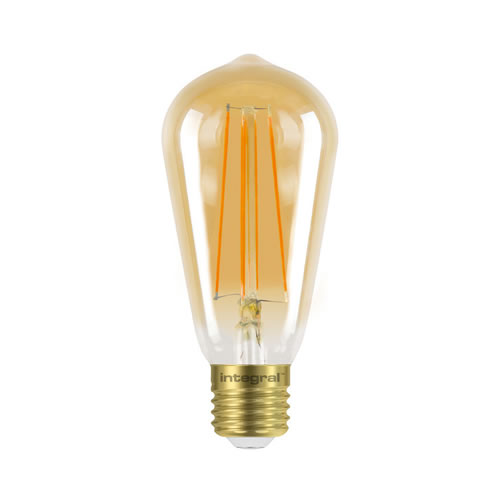 Integral LED Sunset ST64 E27 5W 1800K Amber Dimmable LED Filament Lamp ILST64E27D003