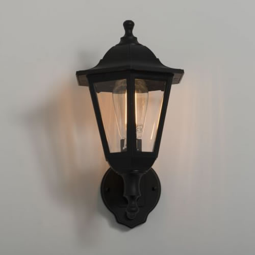 KSR Bastia Black E27 6 Sided Lantern with PIR KSR1515BLK