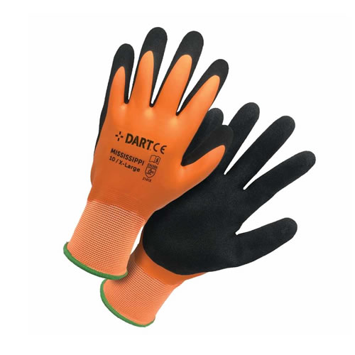 DART Orange Waterproof Latex Gloves Size M (8) MISSISSIPPI-M