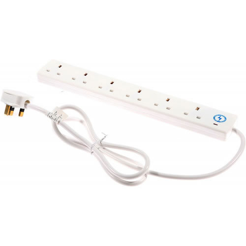 SMJ Electrical 6 Gang Surge Protected Extension Lead 2 Metre Flex S6W2MP-X