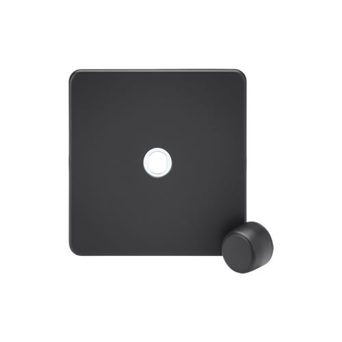 Knightsbridge Screwless Flat Plate Anthracite 1 Gang Dimmer Plate with Matching Dimmer Cap SF1DIMAT