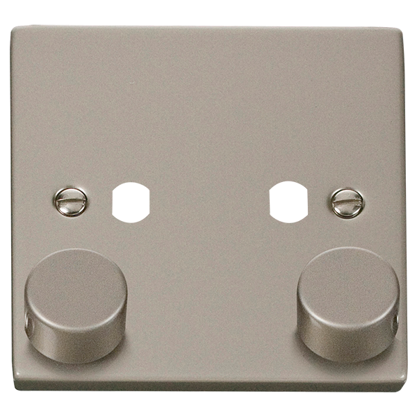 Click Pearl Nickel 2G Empty Dimmer Plate with Knobs VPPN152PL