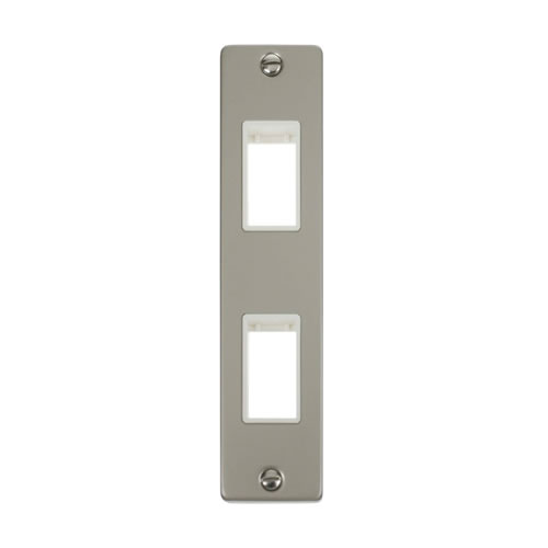 Click Deco Pearl Nickel 2 Gang Architrave Plate VPPN472WH