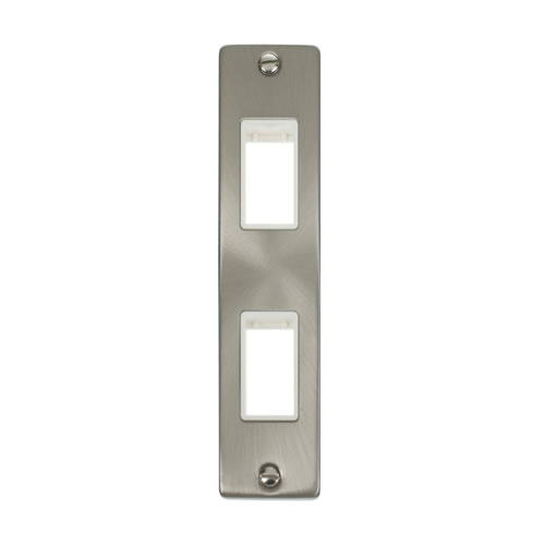 Click Deco Satin Chrome 2 Gang Architrave Plate VPSC472WH