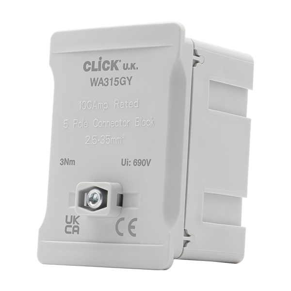 Click Grey 100A 1 Pole 35mm² Connectable Link Box WA315GY | Click4Electrics