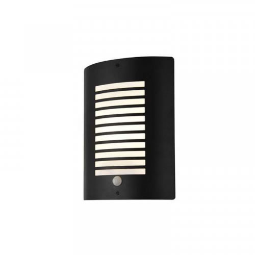 Forum Zinc Sigma Textured Black Panel Slat Wall Lantern with PIR Sensor ZN-28708-BLK