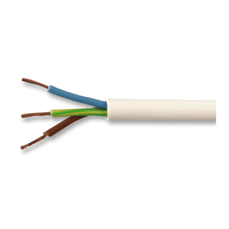 0.75mm 3 Core 3183Y White Flexible Cable (per metre)