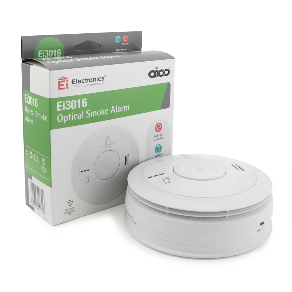 Aico Ei3016 Mains Optical Smoke Alarm with 10 Year Lithium Battery Back-up and SmartLink