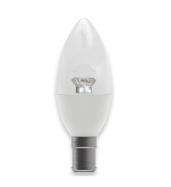 Bell 3.9W SBC LED Warm White Dimmable Clear Candle Lamp 60575