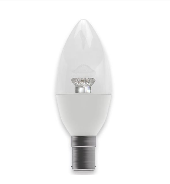 Bell 3.9W SBC LED Warm White Non Dimmable Clear Candle Lamp 60563
