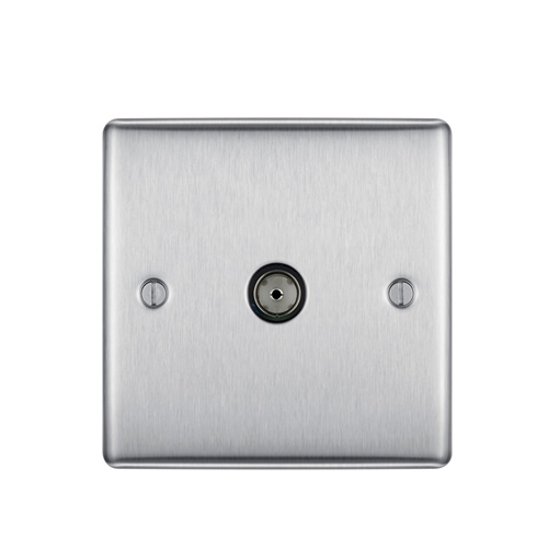 BG Nexus Brushed Steel 1 Gang Coaxial TV Outlet NBS60