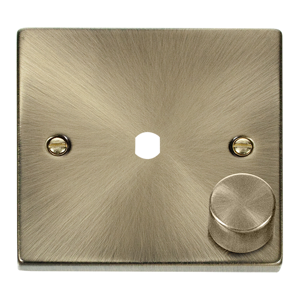 Click Antique Brass 1G Empty Dimmer Plate with Knob VPAB140PL