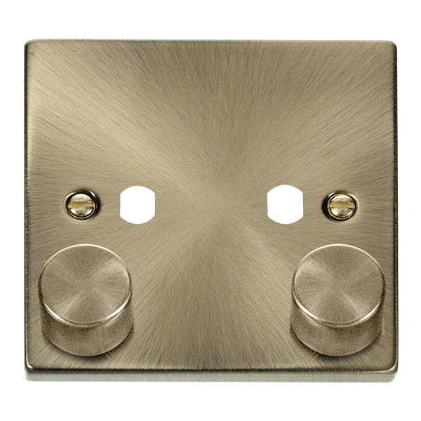 Click Antique Brass 2G Empty Dimmer Plate with Knob VPAB152PL