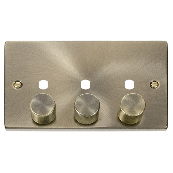 Click Antique Brass 3G Empty Dimmer Plate with Knob VPAB153PL