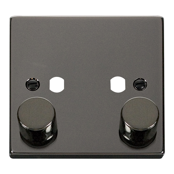 Click Black Nickel 2G Empty Dimmer Plate with Knobs VPBN152PL