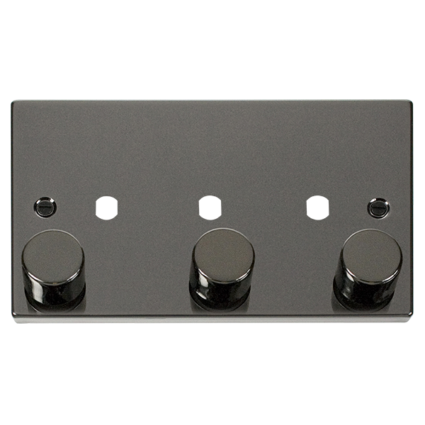 Click Black Nickel 3G Empty Dimmer Plate with Knobs VPBN153PL