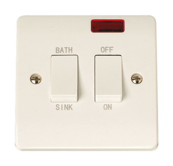 Click Curva CCA024 20A Double Pole Sink Bath Switch + Neon