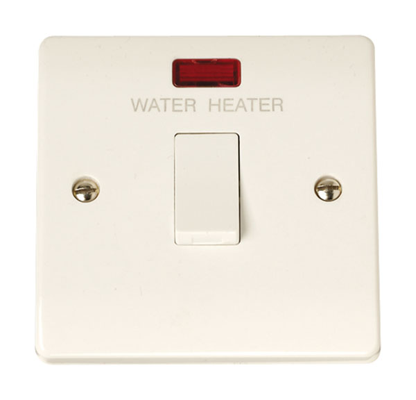 Click Curva CCA042 20A Double Pole Switch + Neon "Water Heater"