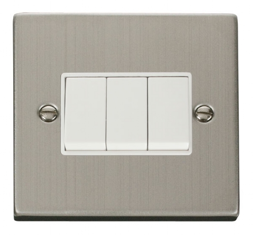 Click Deco  Stainless Steel 3 Gang 2 Way Switch VPSS013WH