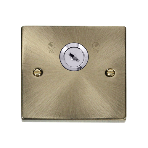 Click Deco Antique Brass 20A DP Key Lockable Switch VPAB660