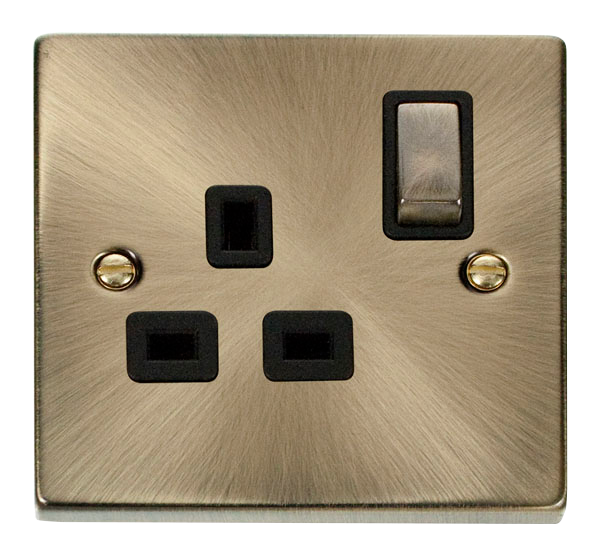 Click Deco Antique Brass 13A Single Switched Socket VPAB535BK