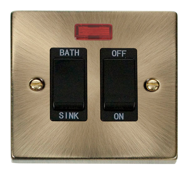 Click Deco Antique Brass 20A DP Sink/Bath Switch VPAB024BK