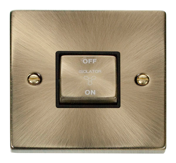 Click Deco Antique Brass 3 Pole Fan Isolator Switch VPAB520BK