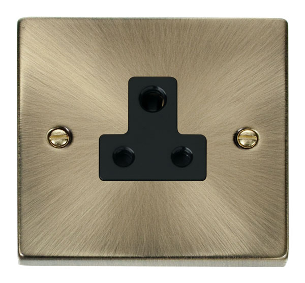 Click Deco Antique Brass 5A Single Round Pin Socket VPAB038BK