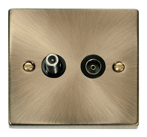 Click Deco Antique Brass Isolated Sat & Coaxial Socket VPAB157BK