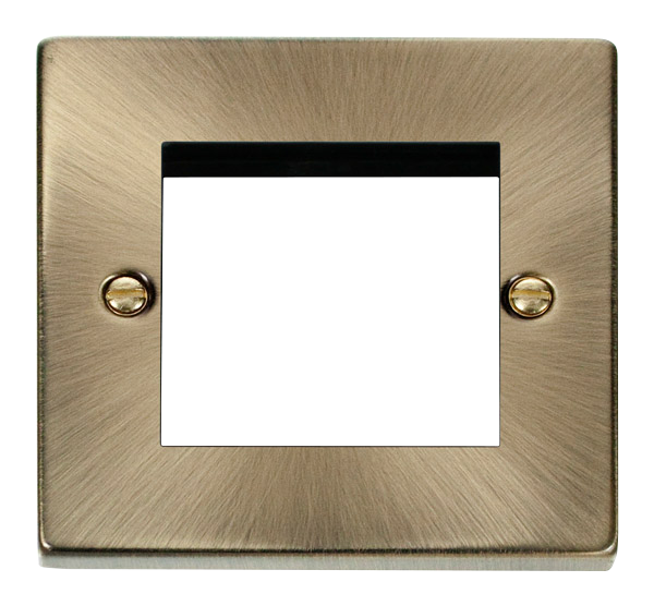 Click Deco Antique Brass New Media Twin Aperture Plate VPAB311
