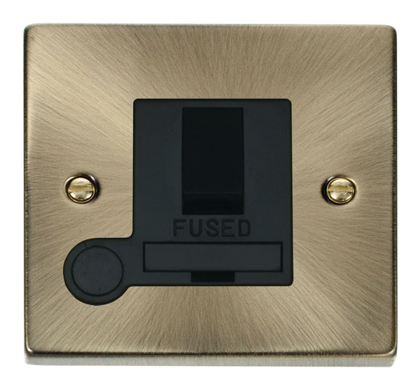 Click Deco Antique Brass Switched Fused Spur with Flex Outlet VPAB051BK