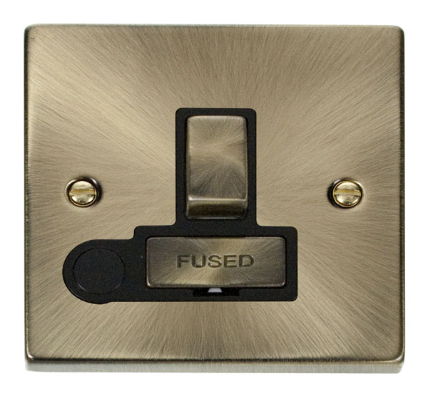 Click Deco Antique Brass Switched Fused Spur with Flex Outlet VPAB551BK