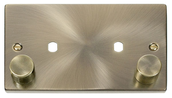 Click Deco Antique Brass Twin Dimmer Plate 1630W Max VPAB186