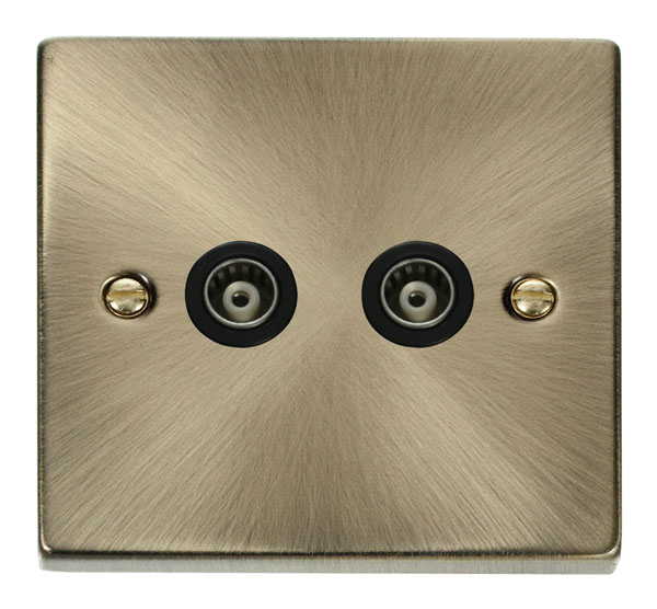 Click Deco Antique Brass Twin Isolated Coaxial Socket VPAB159BK