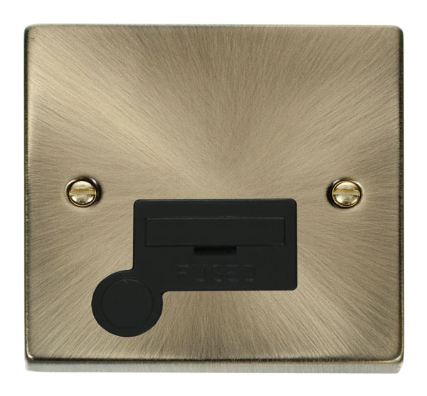 Click Deco Antique Brass Unswitched Fused Spur with Flex Outlet VPAB050BK
