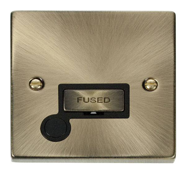 Click Deco Antique Brass Unswitched Fused Spur with Flex Outlet VPAB550BK