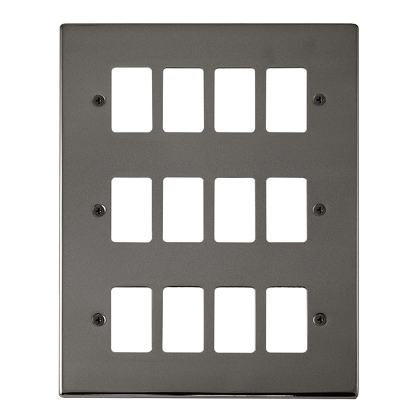 Click Deco Black Nickel 12 Gang Grid Pro Front Plate VPBN20512